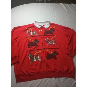 Vintage Logotel Christmas Sweatshirt Scottie Dog Red Christmas Festive Holiday M